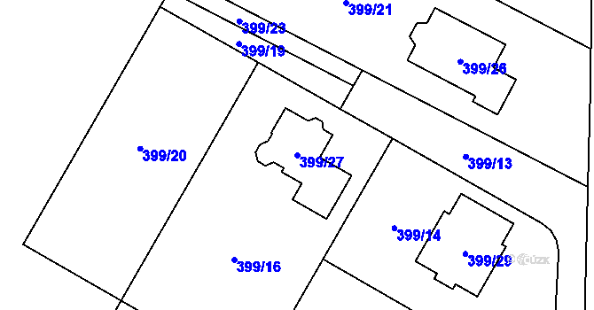 Parcela st. 399/27 v KÚ Pávov, Katastrální mapa