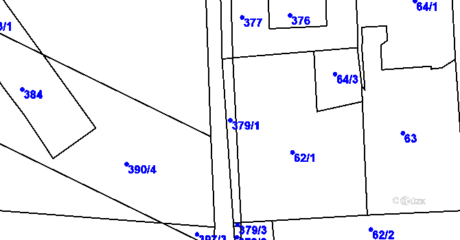 Parcela st. 379/1 v KÚ Pávov, Katastrální mapa