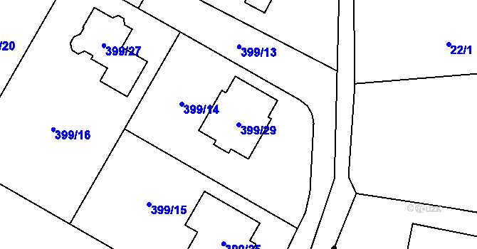 Parcela st. 399/29 v KÚ Pávov, Katastrální mapa
