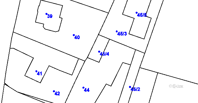 Parcela st. 45/4 v KÚ Pávov, Katastrální mapa
