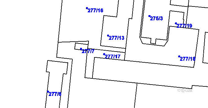 Parcela st. 277/17 v KÚ Pávov, Katastrální mapa