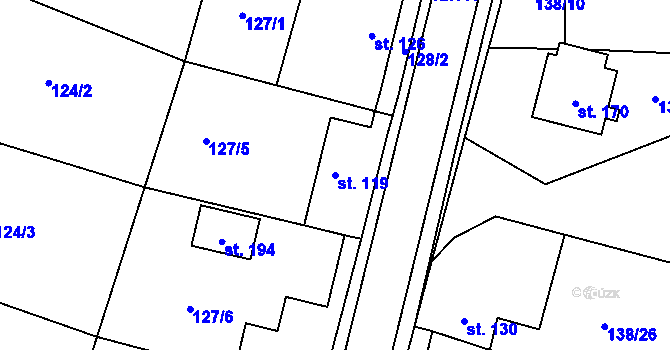 Parcela st. 119 v KÚ Jihlávka, Katastrální mapa