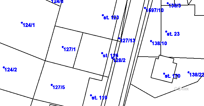 Parcela st. 126 v KÚ Jihlávka, Katastrální mapa