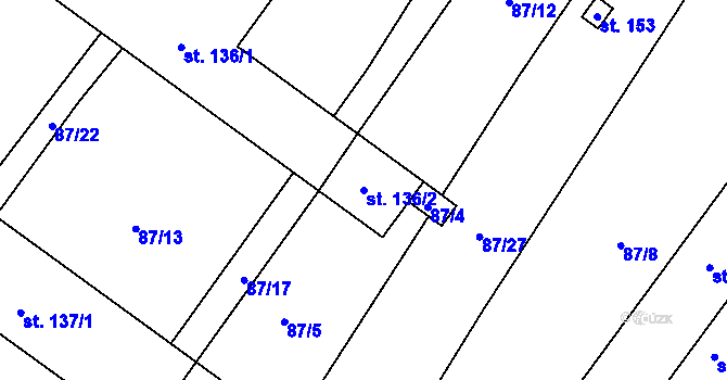 Parcela st. 136/2 v KÚ Jihlávka, Katastrální mapa