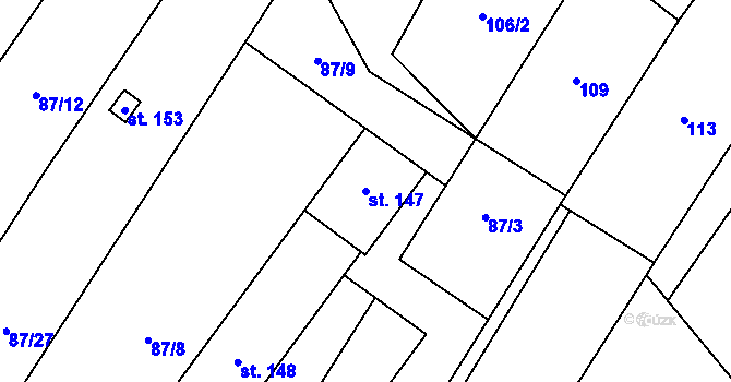 Parcela st. 147 v KÚ Jihlávka, Katastrální mapa