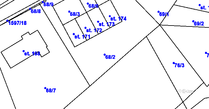 Parcela st. 68/2 v KÚ Jihlávka, Katastrální mapa