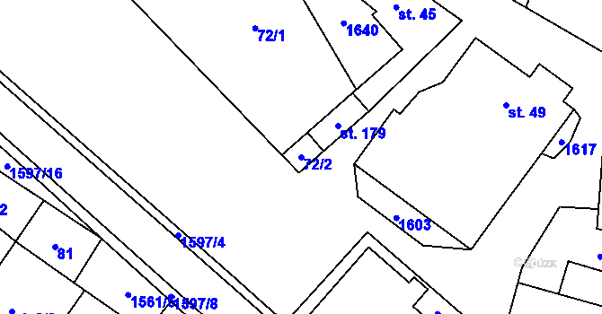 Parcela st. 72/2 v KÚ Jihlávka, Katastrální mapa
