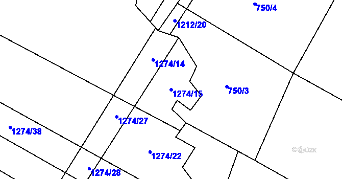 Parcela st. 1274/15 v KÚ Jihlávka, Katastrální mapa