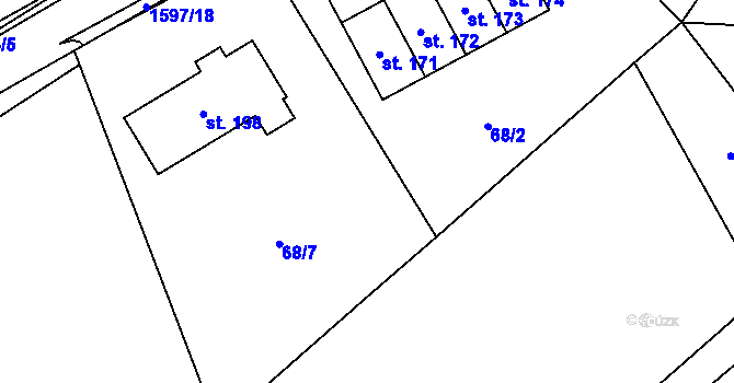 Parcela st. 68/7 v KÚ Jihlávka, Katastrální mapa