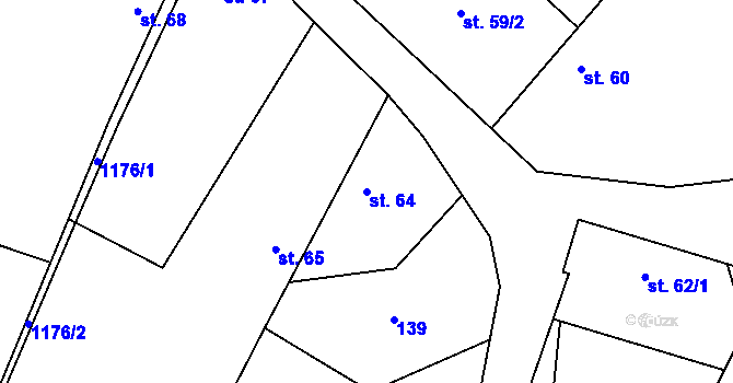 Parcela st. 64 v KÚ Jíkev, Katastrální mapa