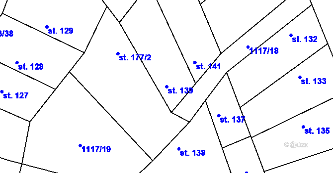 Parcela st. 139 v KÚ Jíkev, Katastrální mapa