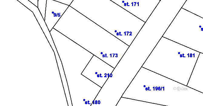 Parcela st. 173 v KÚ Jíkev, Katastrální mapa