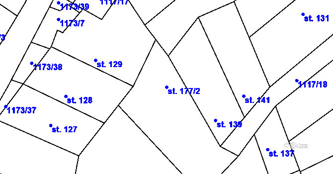 Parcela st. 177/2 v KÚ Jíkev, Katastrální mapa
