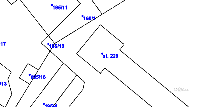 Parcela st. 229 v KÚ Jíkev, Katastrální mapa