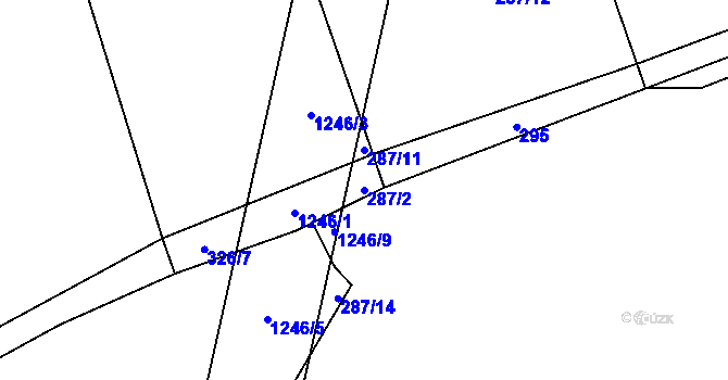 Parcela st. 287/2 v KÚ Jíkev, Katastrální mapa