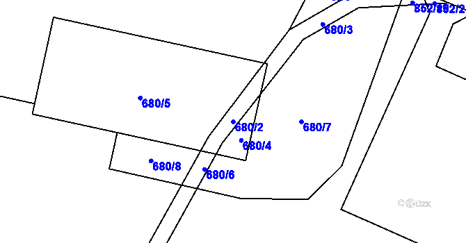 Parcela st. 680/2 v KÚ Jíkev, Katastrální mapa