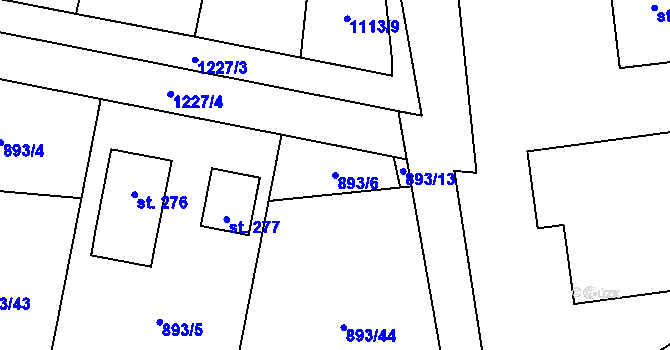 Parcela st. 893/6 v KÚ Jíkev, Katastrální mapa
