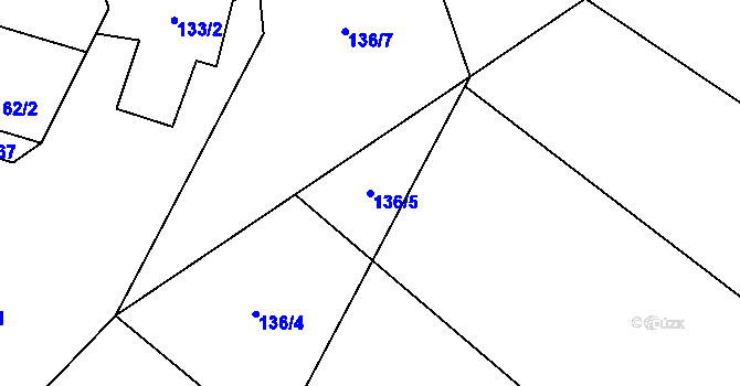 Parcela st. 136/5 v KÚ Jíkev, Katastrální mapa