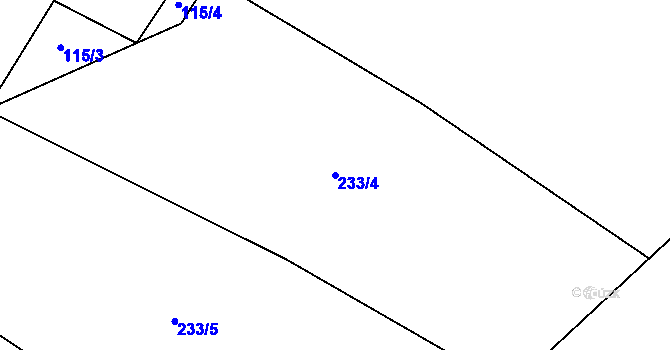 Parcela st. 233/4 v KÚ Jíkev, Katastrální mapa