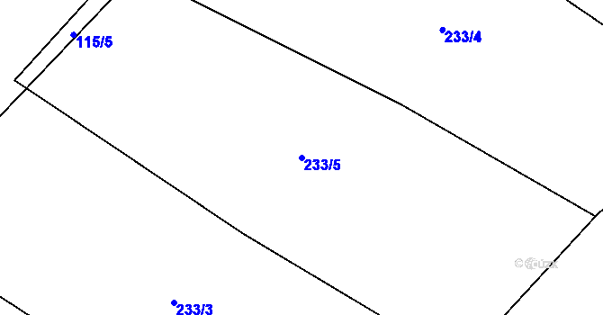 Parcela st. 233/5 v KÚ Jíkev, Katastrální mapa