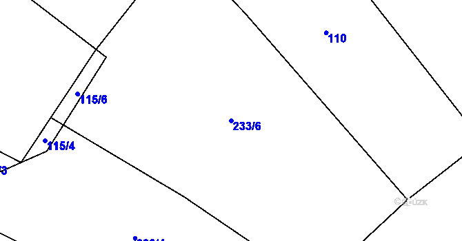Parcela st. 233/6 v KÚ Jíkev, Katastrální mapa