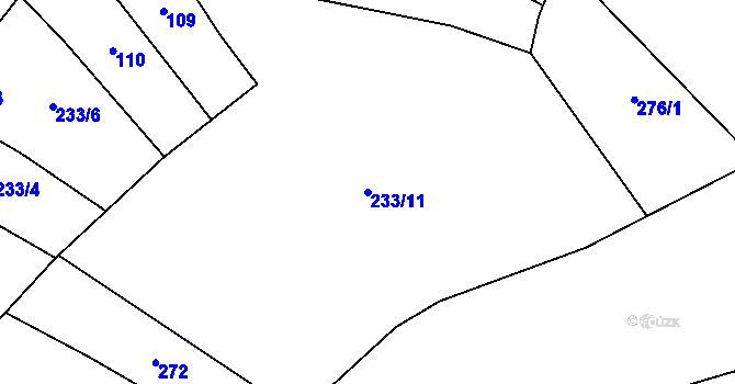 Parcela st. 233/11 v KÚ Jíkev, Katastrální mapa