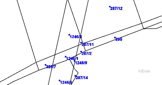 Parcela st. 287/11 v KÚ Jíkev, Katastrální mapa