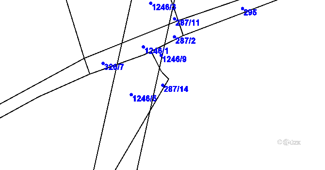 Parcela st. 287/14 v KÚ Jíkev, Katastrální mapa