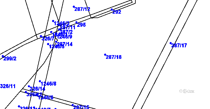 Parcela st. 287/18 v KÚ Jíkev, Katastrální mapa