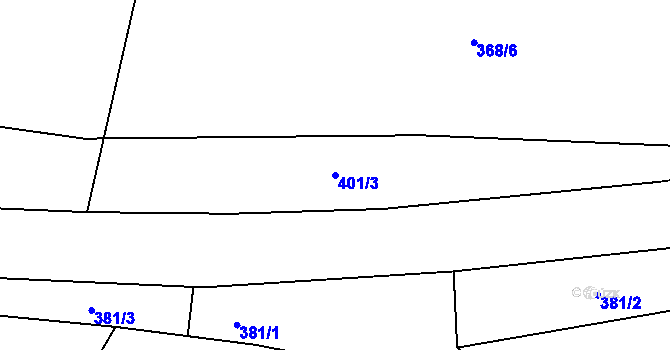 Parcela st. 401/3 v KÚ Jíkev, Katastrální mapa
