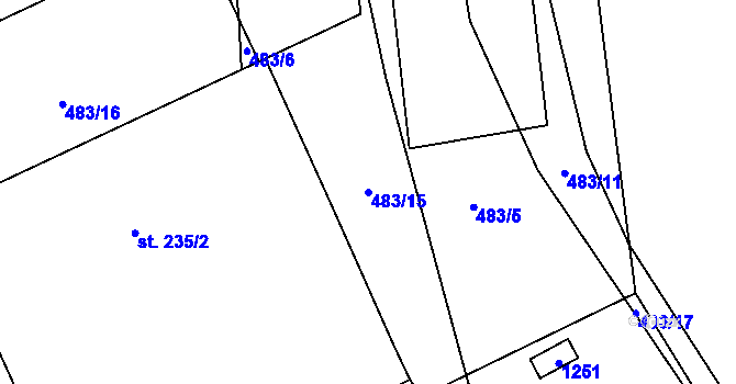 Parcela st. 483/15 v KÚ Jíkev, Katastrální mapa