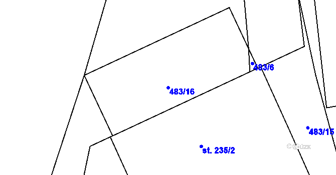 Parcela st. 483/16 v KÚ Jíkev, Katastrální mapa