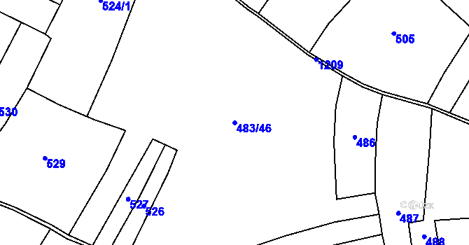 Parcela st. 483/46 v KÚ Jíkev, Katastrální mapa