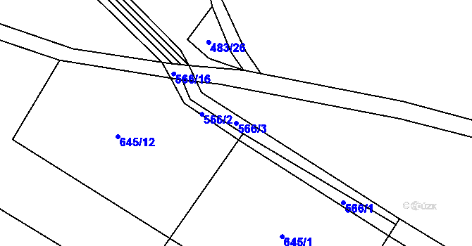 Parcela st. 566/3 v KÚ Jíkev, Katastrální mapa