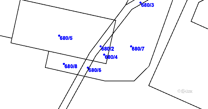 Parcela st. 680/4 v KÚ Jíkev, Katastrální mapa