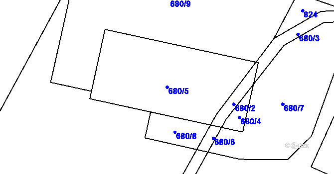 Parcela st. 680/5 v KÚ Jíkev, Katastrální mapa
