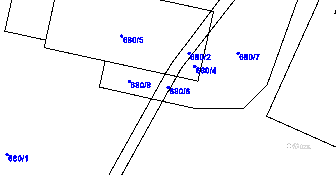 Parcela st. 680/6 v KÚ Jíkev, Katastrální mapa