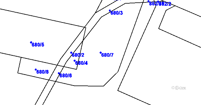 Parcela st. 680/7 v KÚ Jíkev, Katastrální mapa