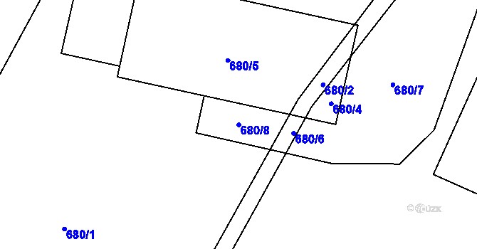 Parcela st. 680/8 v KÚ Jíkev, Katastrální mapa