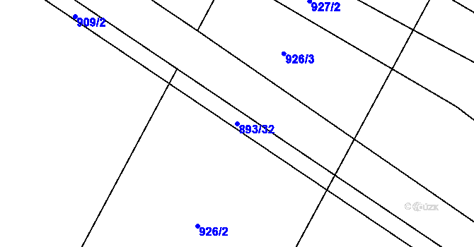 Parcela st. 893/32 v KÚ Jíkev, Katastrální mapa