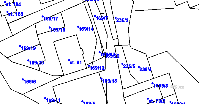 Parcela st. 169/13 v KÚ Jilem, Katastrální mapa