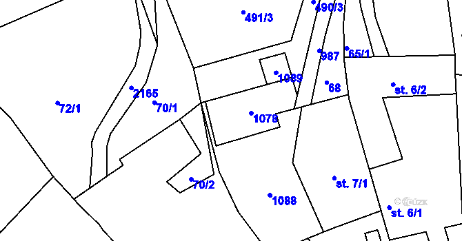 Parcela st. 7/4 v KÚ Jilem, Katastrální mapa