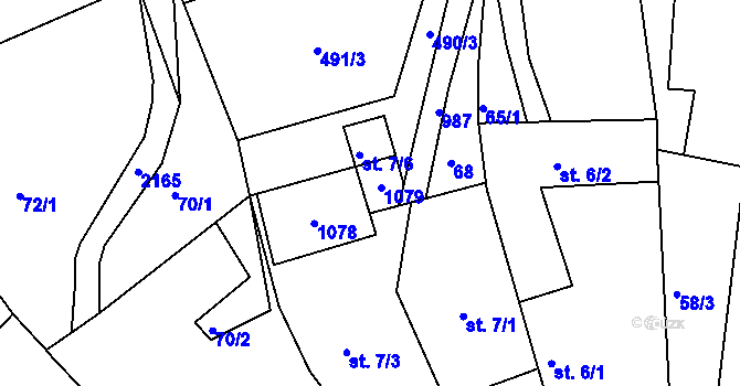 Parcela st. 7/5 v KÚ Jilem, Katastrální mapa