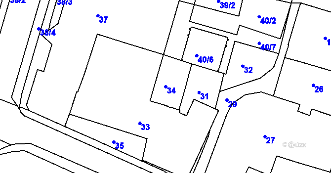 Parcela st. 34 v KÚ Jilemnice, Katastrální mapa