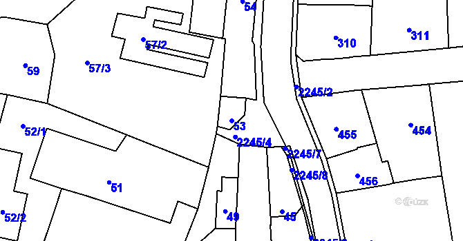 Parcela st. 53 v KÚ Jilemnice, Katastrální mapa