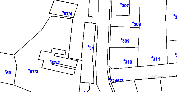 Parcela st. 54 v KÚ Jilemnice, Katastrální mapa