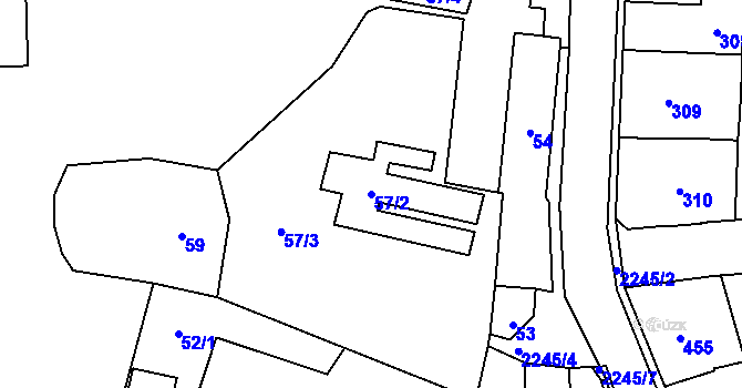 Parcela st. 57/2 v KÚ Jilemnice, Katastrální mapa