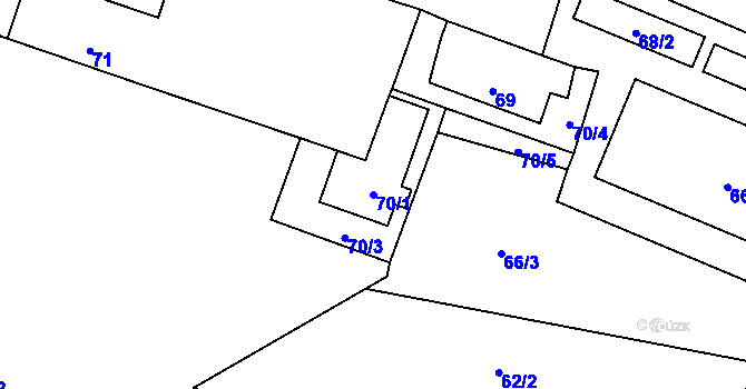 Parcela st. 70/1 v KÚ Jilemnice, Katastrální mapa