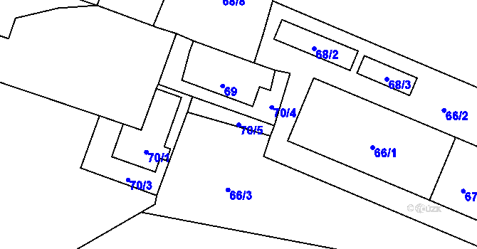Parcela st. 70/5 v KÚ Jilemnice, Katastrální mapa
