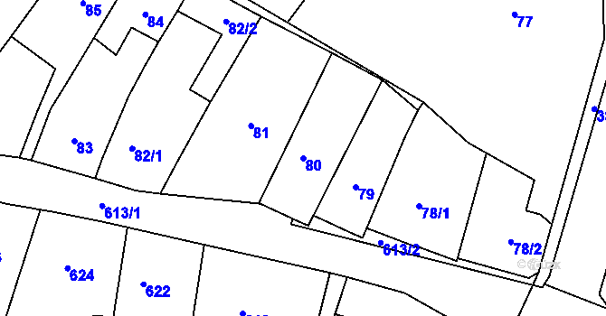 Parcela st. 80 v KÚ Jilemnice, Katastrální mapa